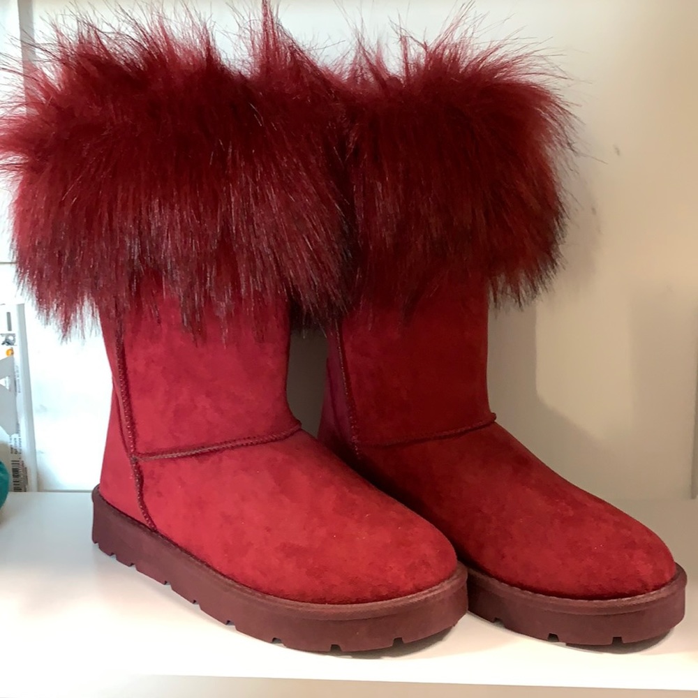 Frozen Burgundy Faux Fur Boots